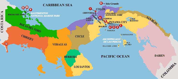 Panama regionen Map